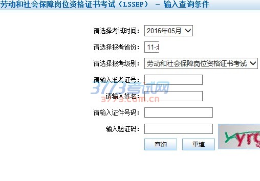 劳动和社会保障岗位资格证书考试(LSSEP) - 输入查询条件