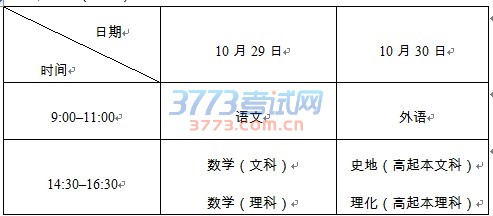 考试时间。