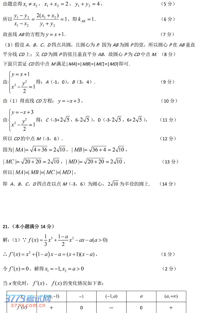 2014肇庆一模数学试题及答案