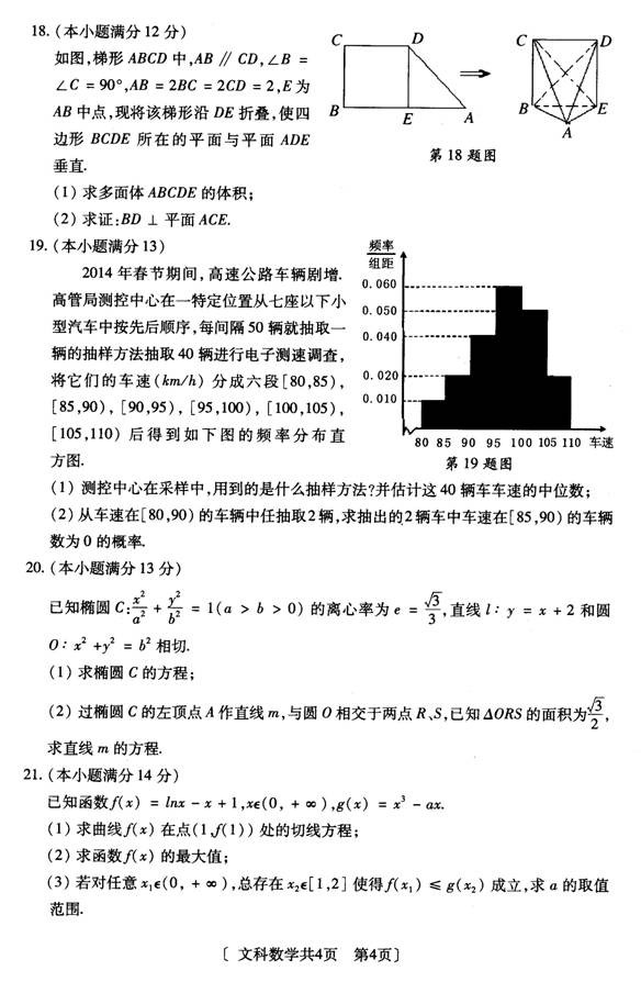 陕西省咸阳市2014年高考模拟考试(二)数学文