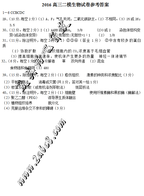 1460089669748781.png 2016怀化二模理综答案怀化市2016上期高三二模考试理综试题答案