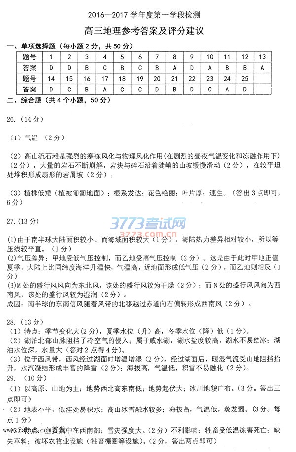 1479475856131739.jpg 烟台市2016—2017学年度第一学期期中检测高三地理试题及答案