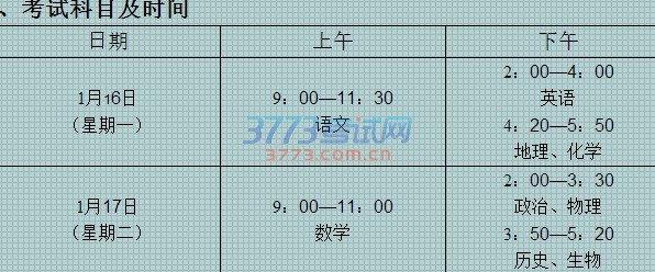 2017合肥一模考试科目及时间