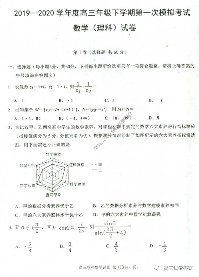 2020ˮѧѧһģ⼰