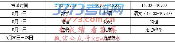 考试时间及科目:普通高中学业水平考试每年组织2次,时间安排在每学期末进行。本次考试10门课全部开考,考试时间和科目安排如下: