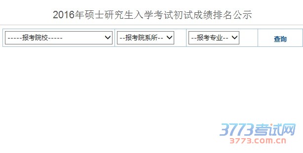 2016年硕士研究生入学考试初试成绩排名公示