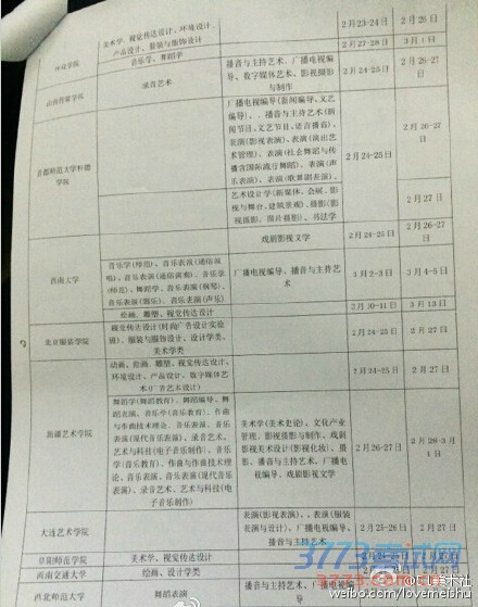 2015年在河北省艺术类校考报名考试时间表