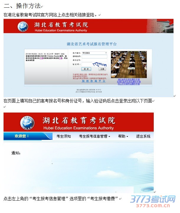 湖北省艺考考生报名用户手册