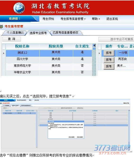 湖北省艺考考生报名用户手册