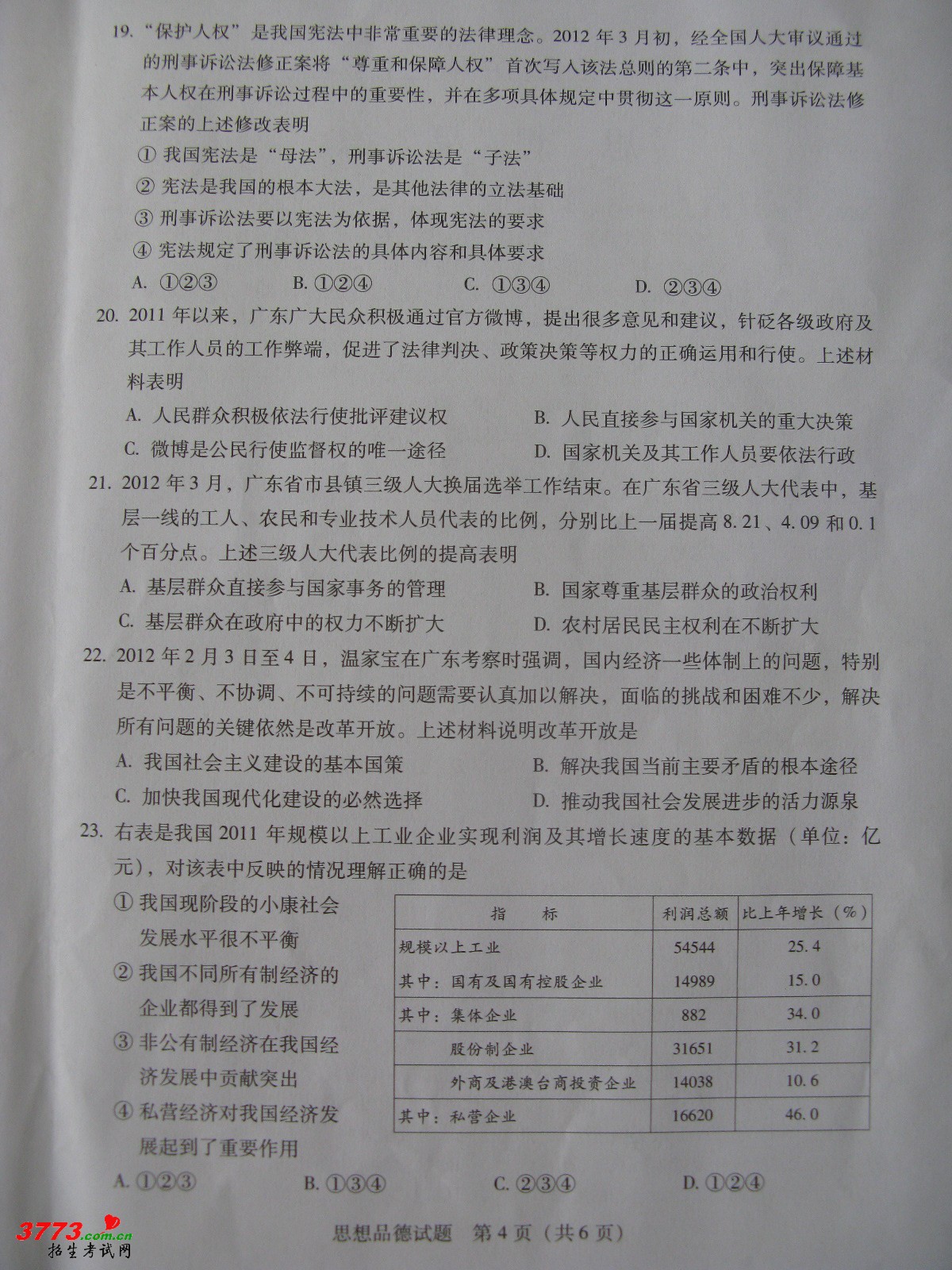 2012пԾ 㶫ʡ˼Ʒ .doc-п12edu.cn