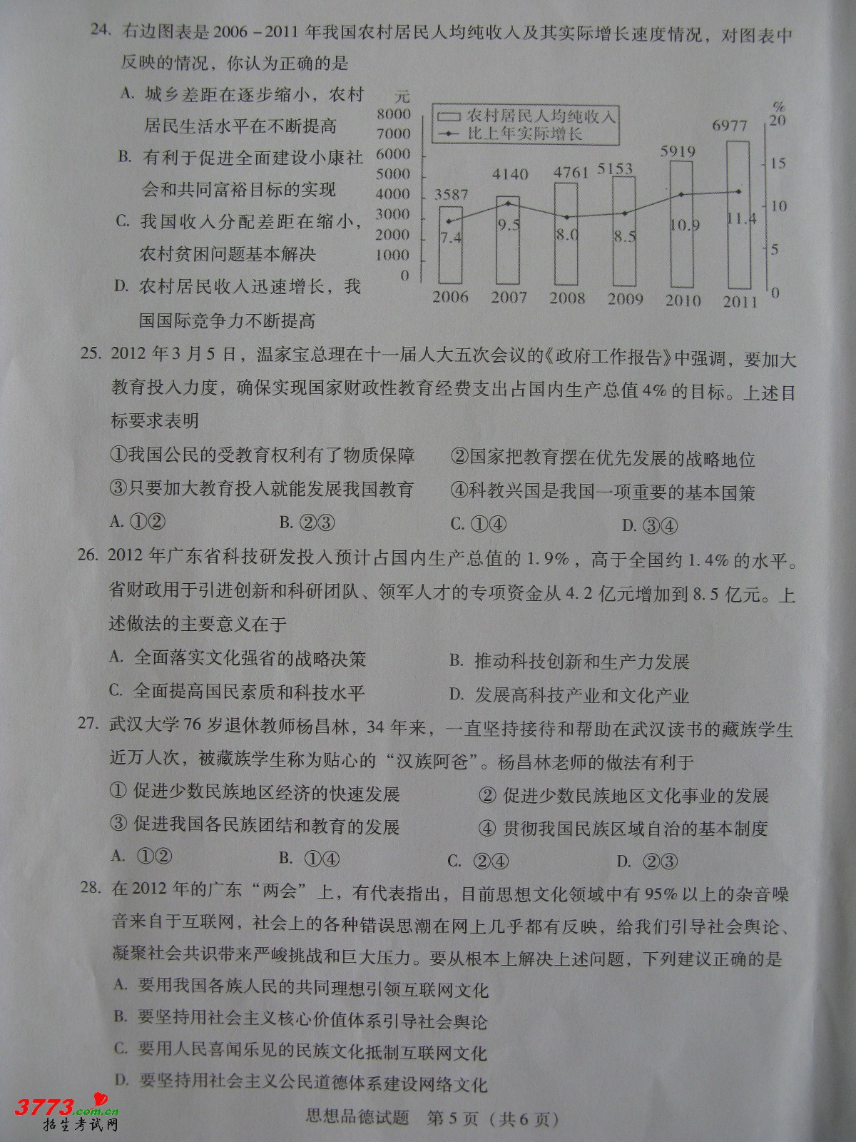 2012пԾ 㶫ʡ˼Ʒ .doc-п12edu.cn