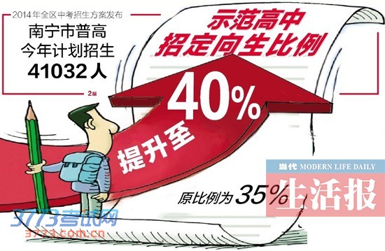 2014年中考招生方案发布 全区高中计划招生60万人