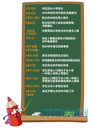 2015年杭城各类中小学招生时间表公布 2015年杭城各类中小学招生时间表公布