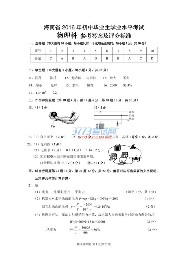 2016꺣ʡпο𰸼ֱ׼