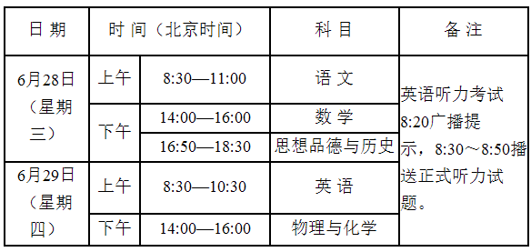 考试时间:
