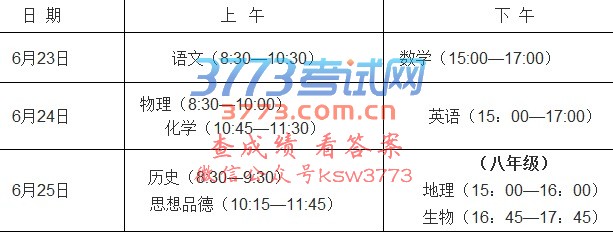 2017沙县中考时间