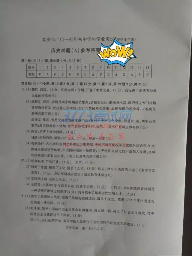 2017̩ѧǱҵ꼶ʷء+