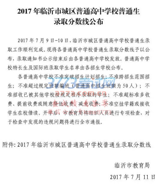 临沂高中录取名单发布!一中分数线太令人意外……