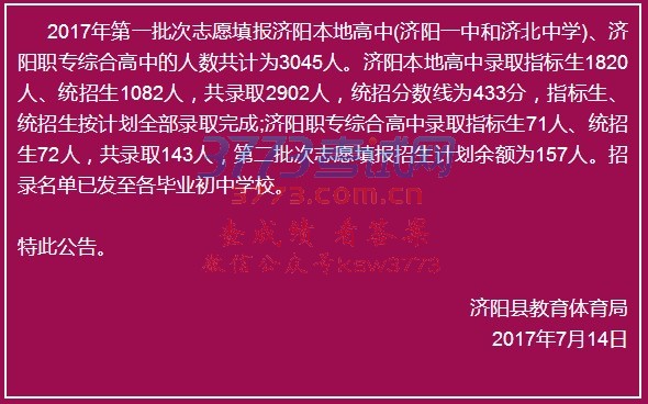 济阳县中考招录及济南市指标生招录情况,济北中学的指标线还是比较高的!