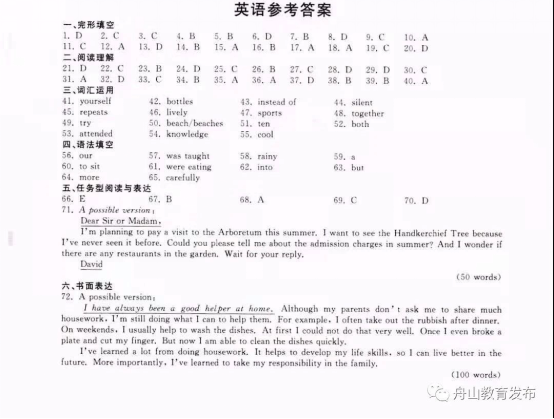 ɨ桿2020㽭ʡɽӢпԾ𰸣